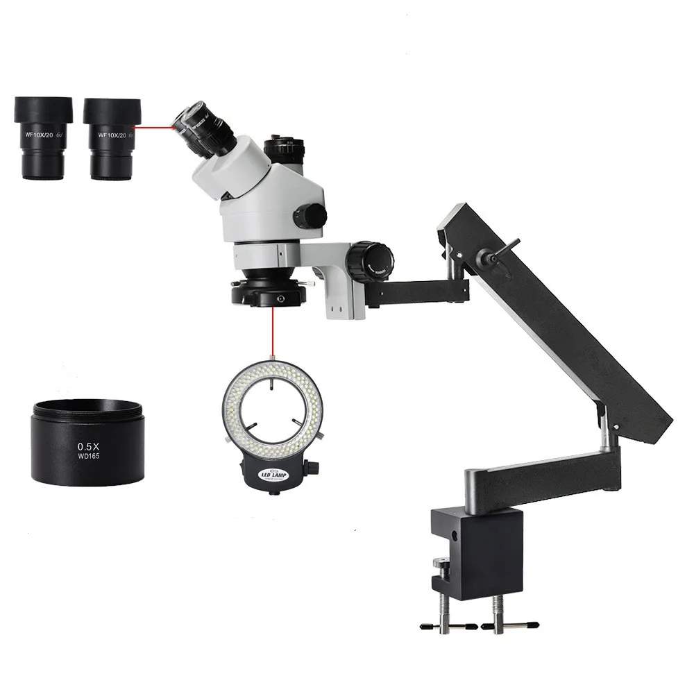 

3.5X-90X Trinocular Stereo Microscope Zoom With Flex Arm For Industry Microscope