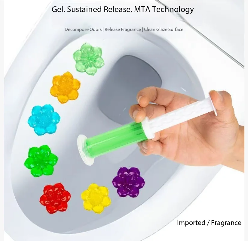 Floral Fruit Scent Toilet Cleaning Gel Deodorant Fragrance-Keeper Push-Button Toilet Bowl Cleaner for Bathrooms