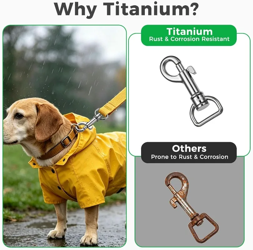 Titanium Alloy Swivel Snap Hook Keychain Heavy Duty Rotatable Clasp Clip for Keys Pet Leash Bag DIY Handmade Craft EDC Gear