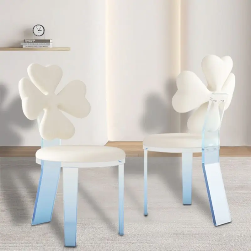 

Home Simple Makeup Stool Cute Fashion Chair Acrylic Backrest Dining Chair Stool