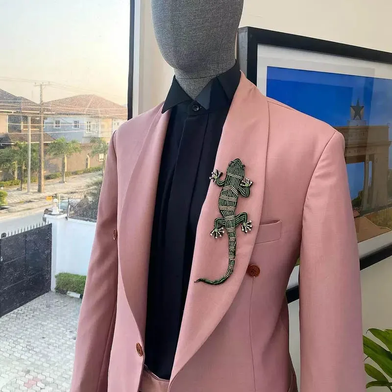 Staubige rosa Männer passt elegante Hochzeit 2 Stück Jacke Hosen Outfits männliche Kleidung maßge schneiderte hochwertige Kostüm homme 2024