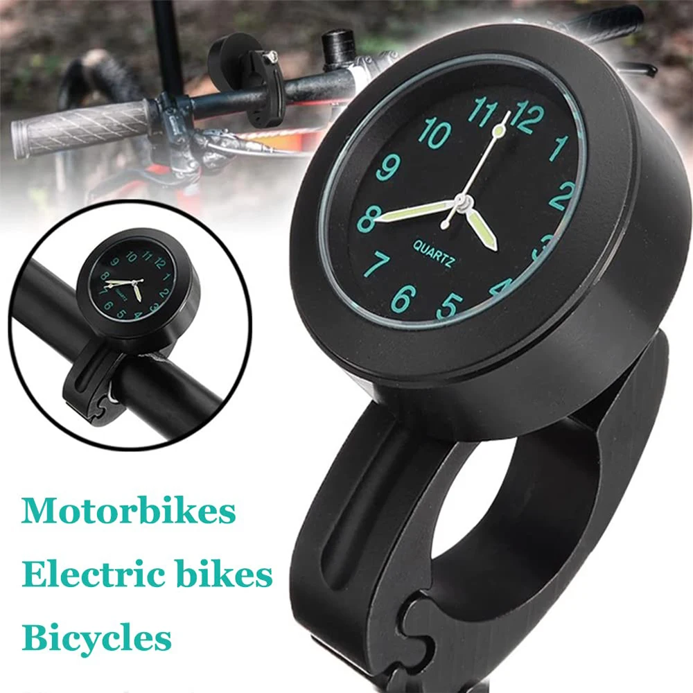 Universal Waterproof Chrome Motorcycle Bike Handlebar Mount Quartz Clock Watch Aluminum Luminous Clock Moto Accessories