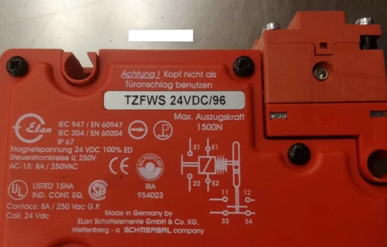 

Schmersal New security switch TZFWS 24VDC/96