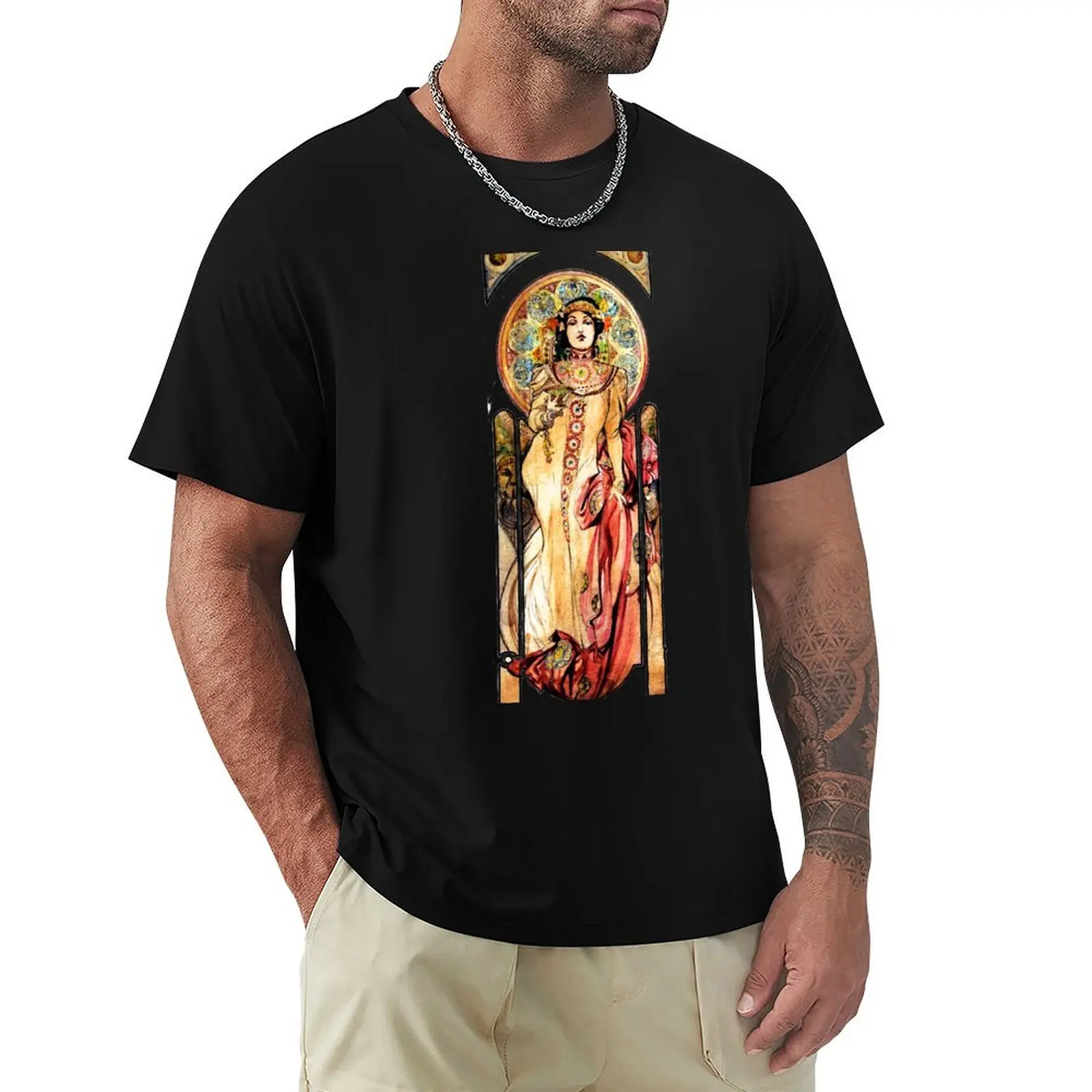 

Muscha Art Nouveau T-Shirt summer tops rapper graphic tees graphic tee shirt t shirts for men graphic