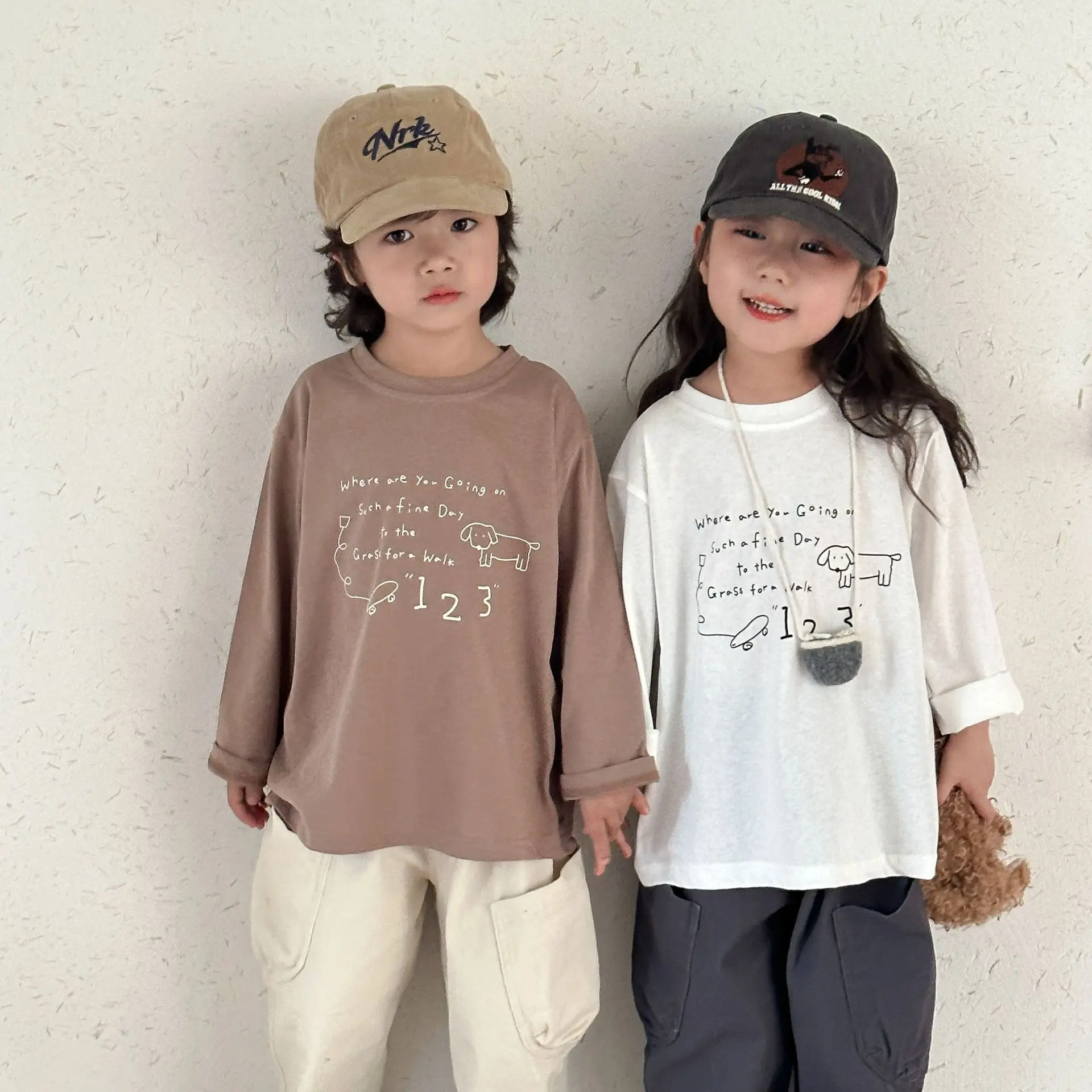2026 Spring New Children Long Sleeve T Shirts Letter Print Girls Cotton Casual Tees Boys Versatile Bottoming Shirts Kids Clothes