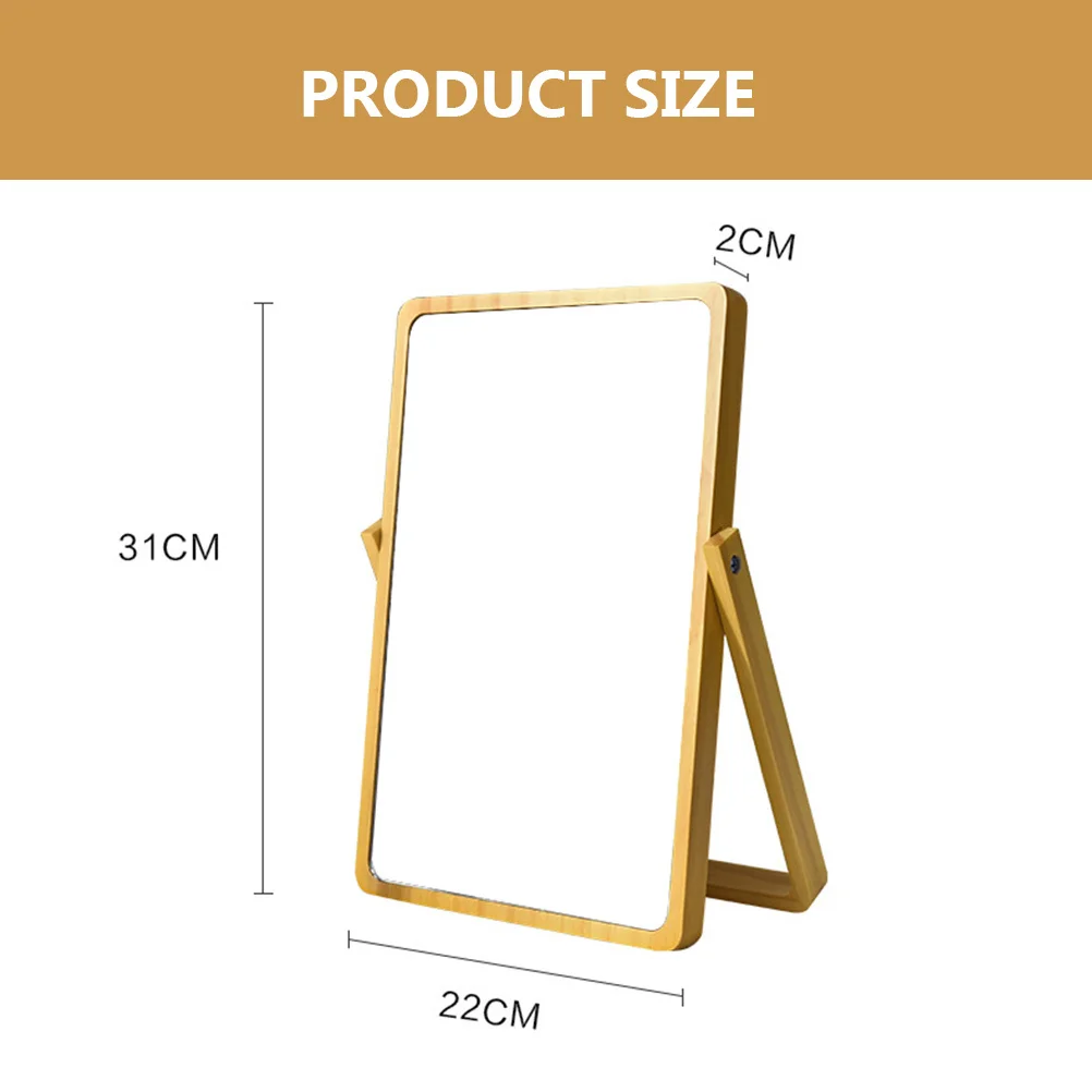 

Stylish Wood Grain Makeup Mirror Compact Desktop Design Scratch Resistant Surface Vanity Mirror for Bedroom Living Room