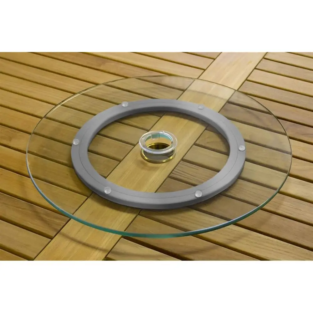 

Silver Glass Outdoor Lazy Susan With Umbrella Hole