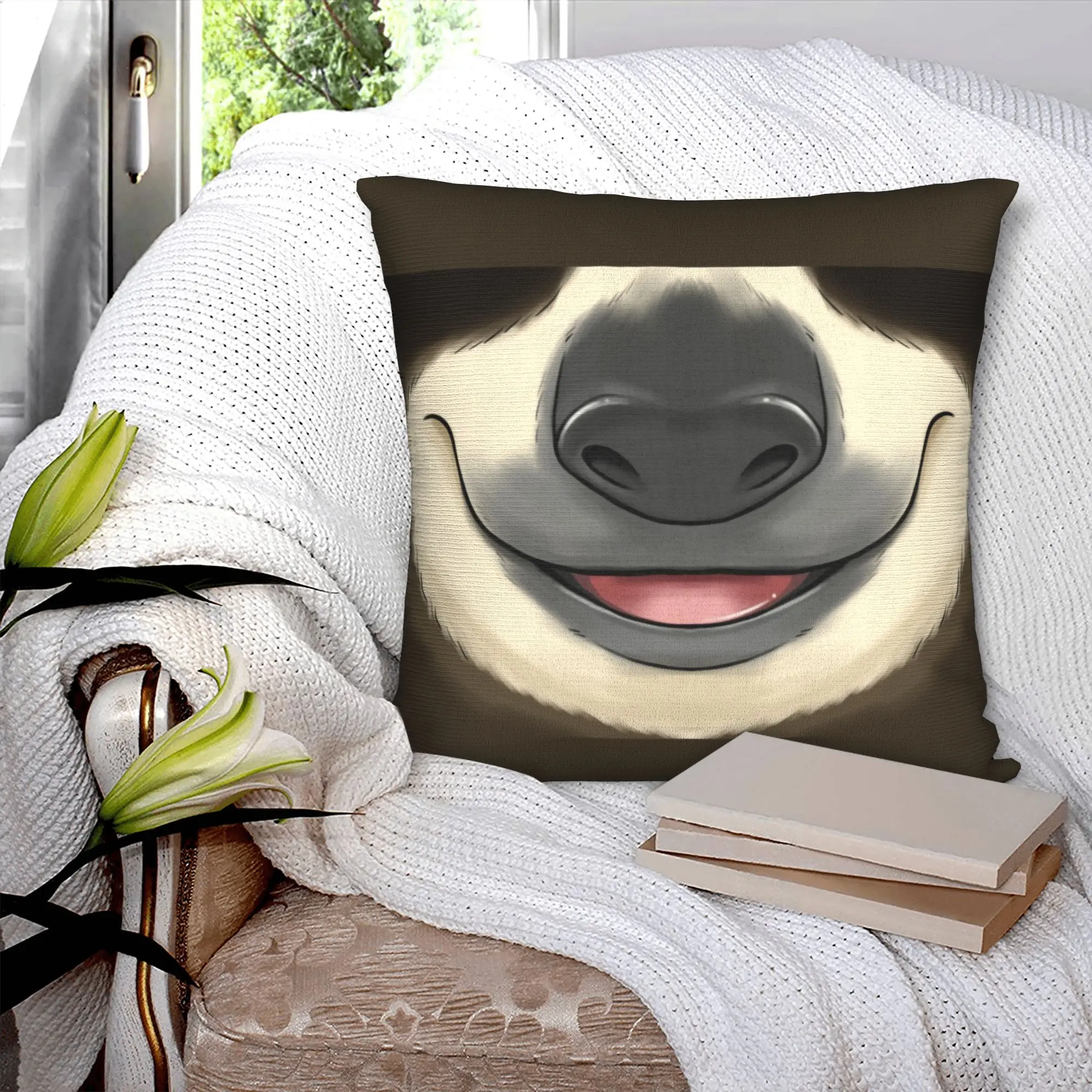 Funny Sloth Smile Nordic Throw Pillow Covers Decoration Lazy Animal Sofa Cushion