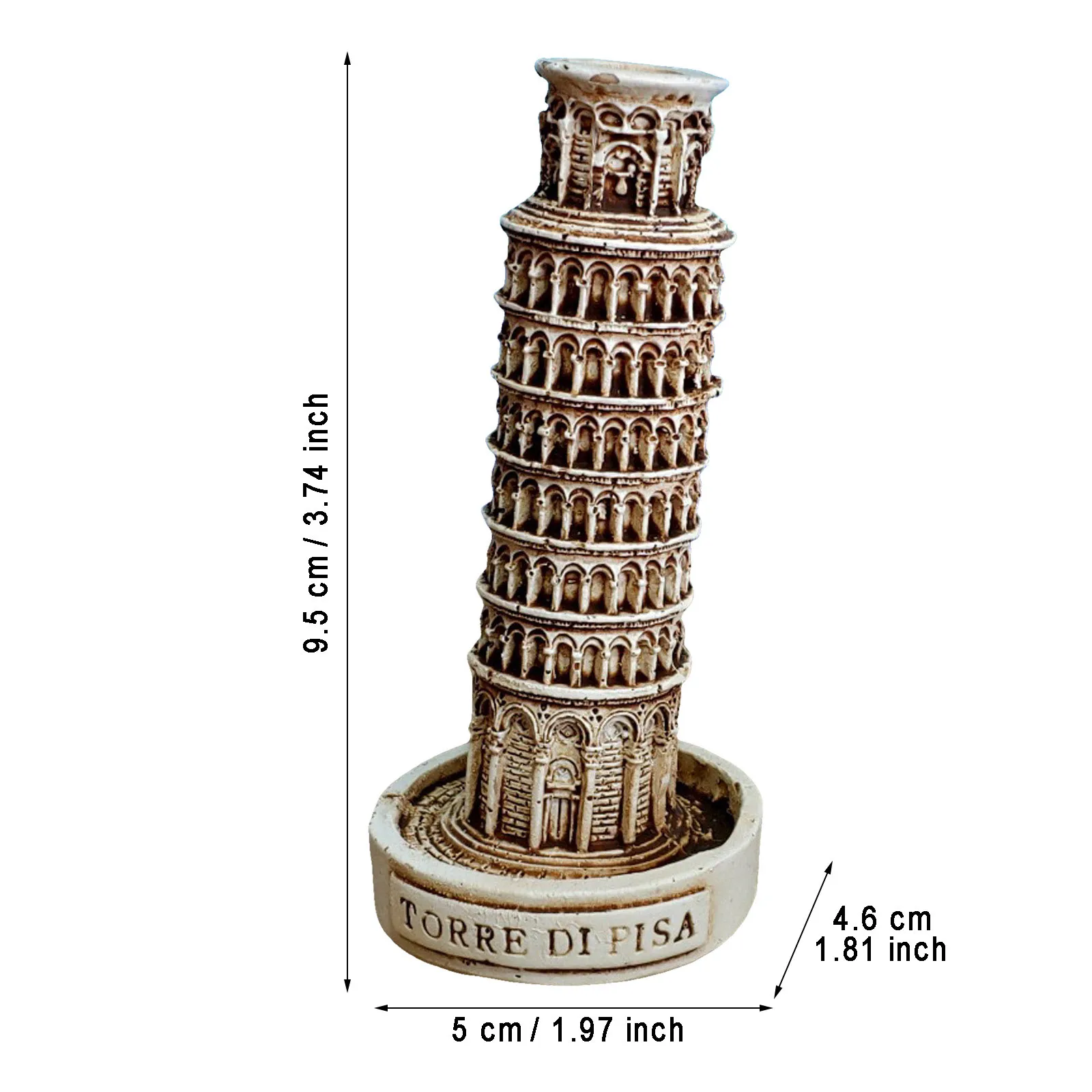 Torre Inclinada de Pisa, modelo italiano, adorno de Arquitectura de fama mundial, adorno de construcción gigante