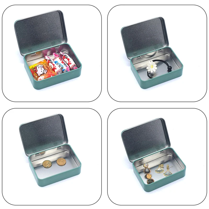 

Small Cartoon Tin Box Hairpin Storage Case Rectangular Jewelry Cosmetic Organizer For Candy Pill Hinged Empty Box