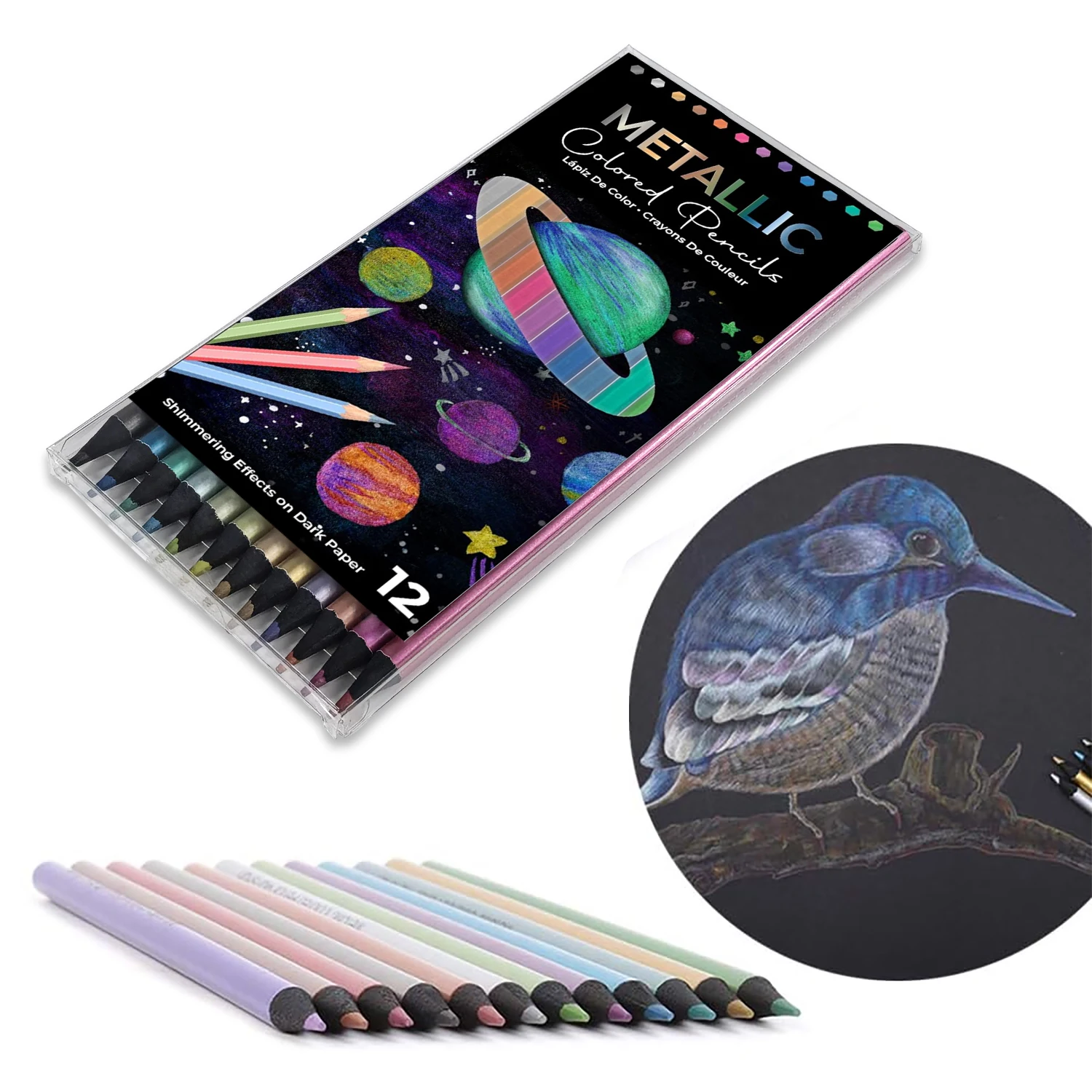 12/24 Farben Metallic Buntstifte Blei Schwarz Holz Farbstift Graffiti Malerei Kreative Malerei Farbstift