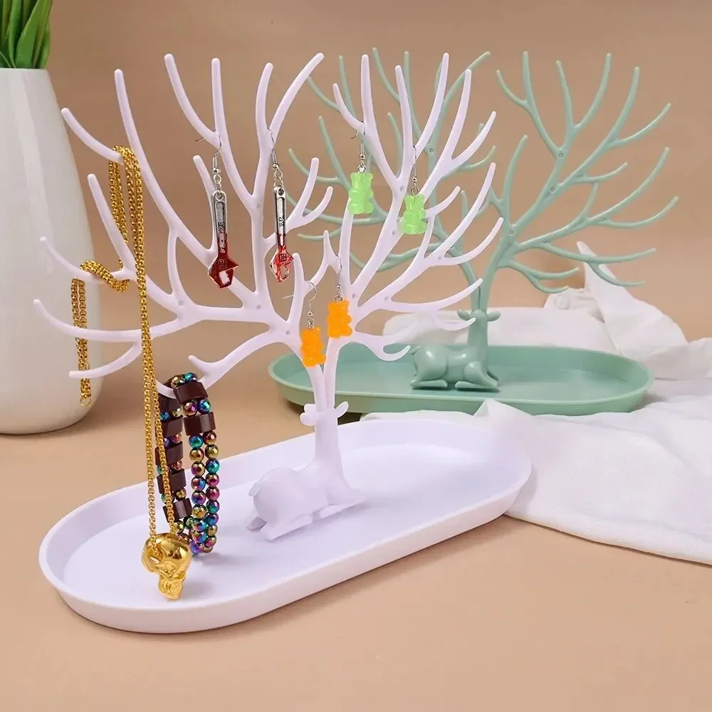

Plastic Antler Tree-shaped Jewelry Storage Box Earring Necklace Bracelet Stud Earring Hanging Rack And Accessory Display Stand
