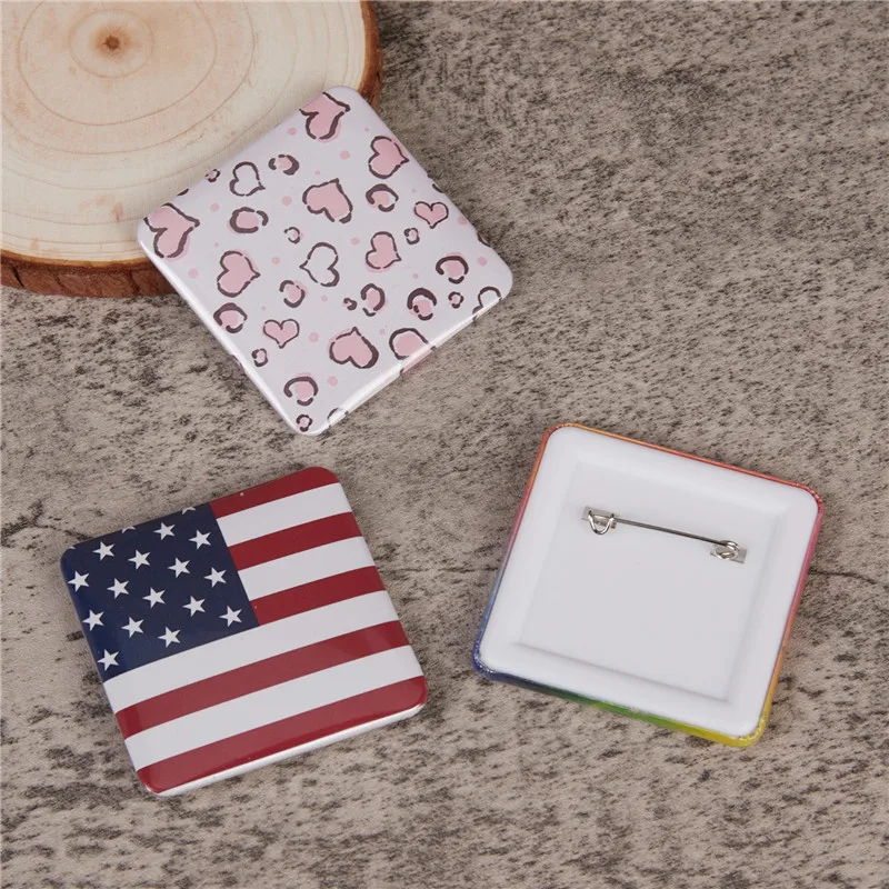 100PCS 50x50mm Square Badge Button Making Parts DIY Making Badge Pins Consumables for 50mm Square Button Maker Supplies