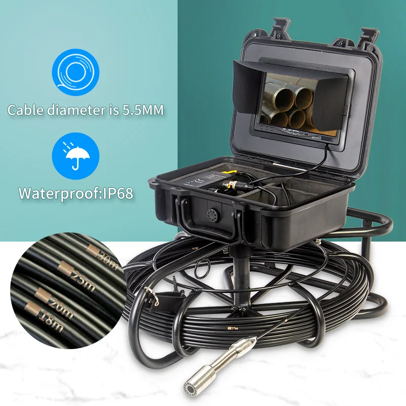 Pipe Inspection Camera 7/9” 10M-160M SYANSPAN Wireless WiFi Black Fiberglass Cable Sewer Drain Pipeline Industrial Endoscope