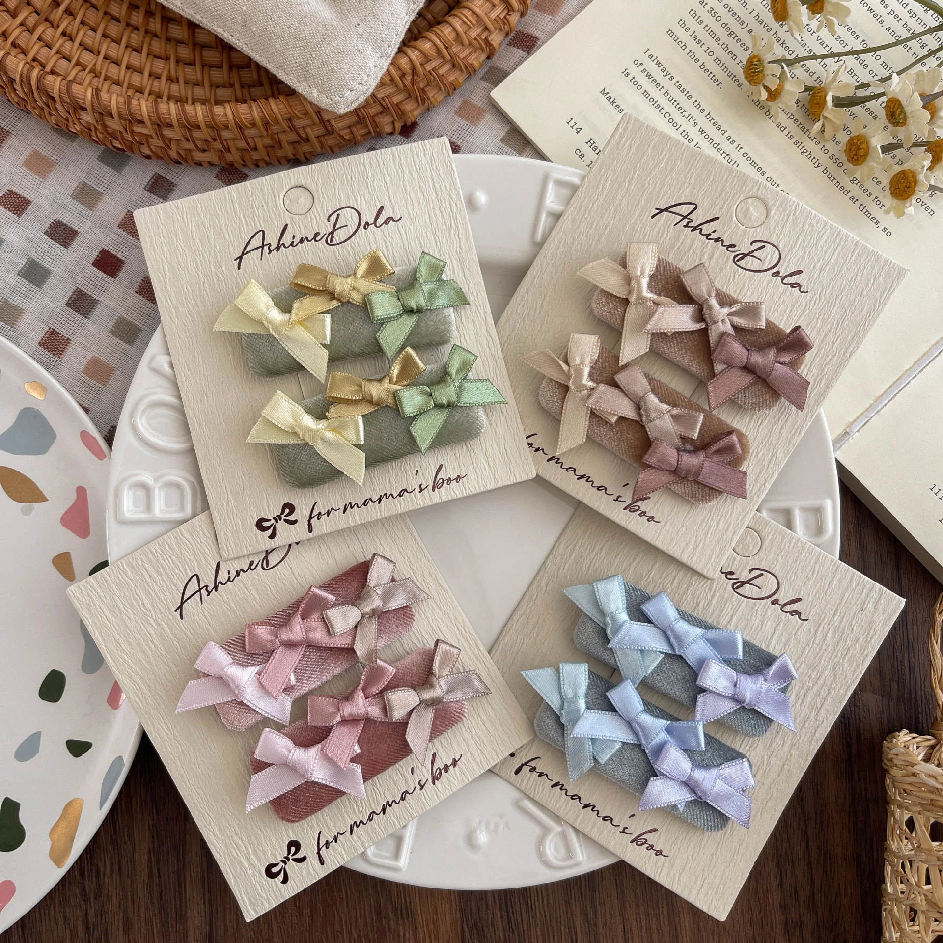 Bow Bb Clip Sweet Girl Hairpin New Velvet Square Forehead Broken Bangs Clip Children's Hair Accessories