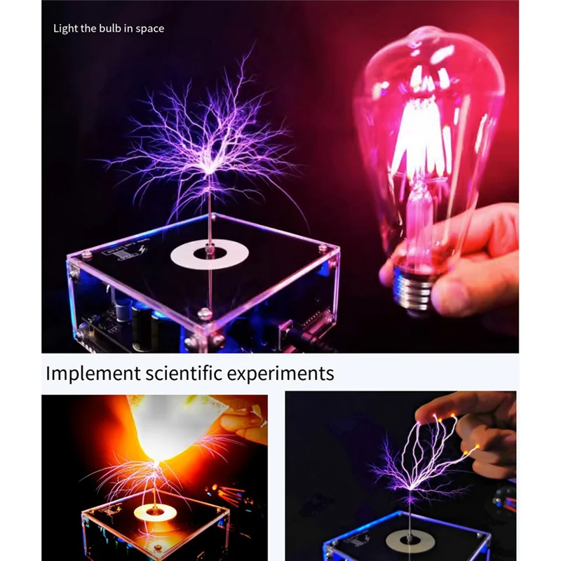 

AS95-Light Bulb Tool For Tesla Artificial Lightning-Pattern Storm Coil Electronic Pocket Fireworks With US Plug Black