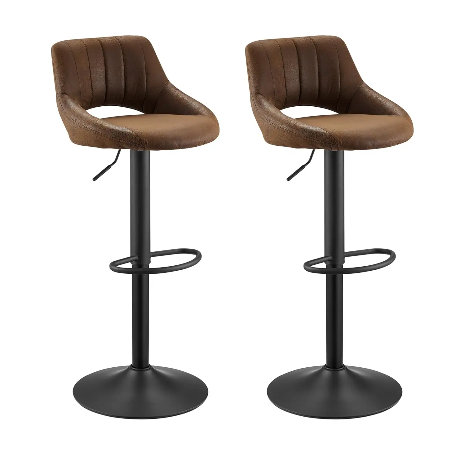 

Регулируемые поворотные барные стулья, 2 шт., высота стойки, спинка, подставка для ног, безрукая кухня, столовая, паб, коричневый, по индивидуальному заказу