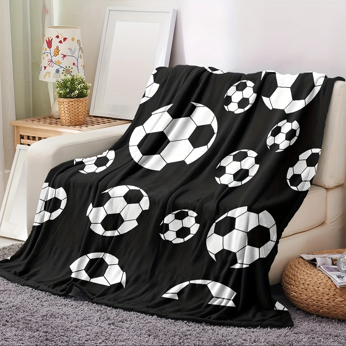 Football Sports Series digital-printed polyester Bedroom velvet flannel cover blanket Fleece soft sofa cover blankets for beds