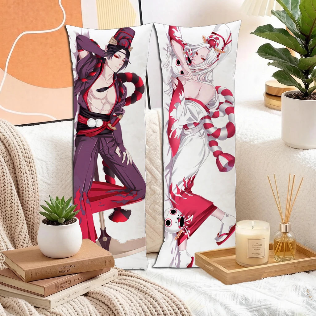 Anime Silver White Hair Gold Eyes White Robe Boy Dakimakura Pillowcase Double Sided Long Body Pillow Cover For Otaku Home Decor