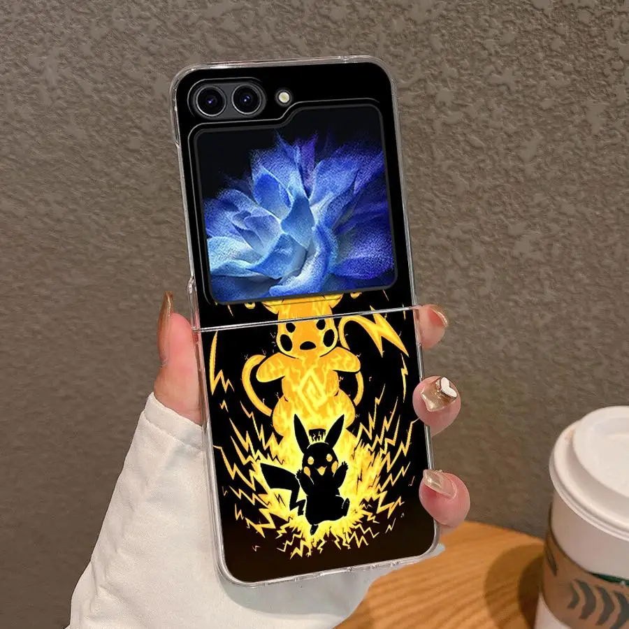 Samsung Galaxy ZFlip4 ZFlip7 ZFlip6 ZFlip5 Z Flip 7 6 5 4 3 ZFlip3用ハードケース、ポケモンピカチュウクール