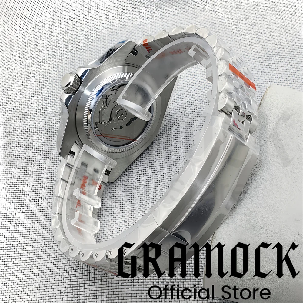 Gramock 40mm GMT Men Mechanical Wristwatch NH34 Watch Sapphire Glass C3 Luminous Ceramic Bezel Green Dial Waterproof Glide Clasp