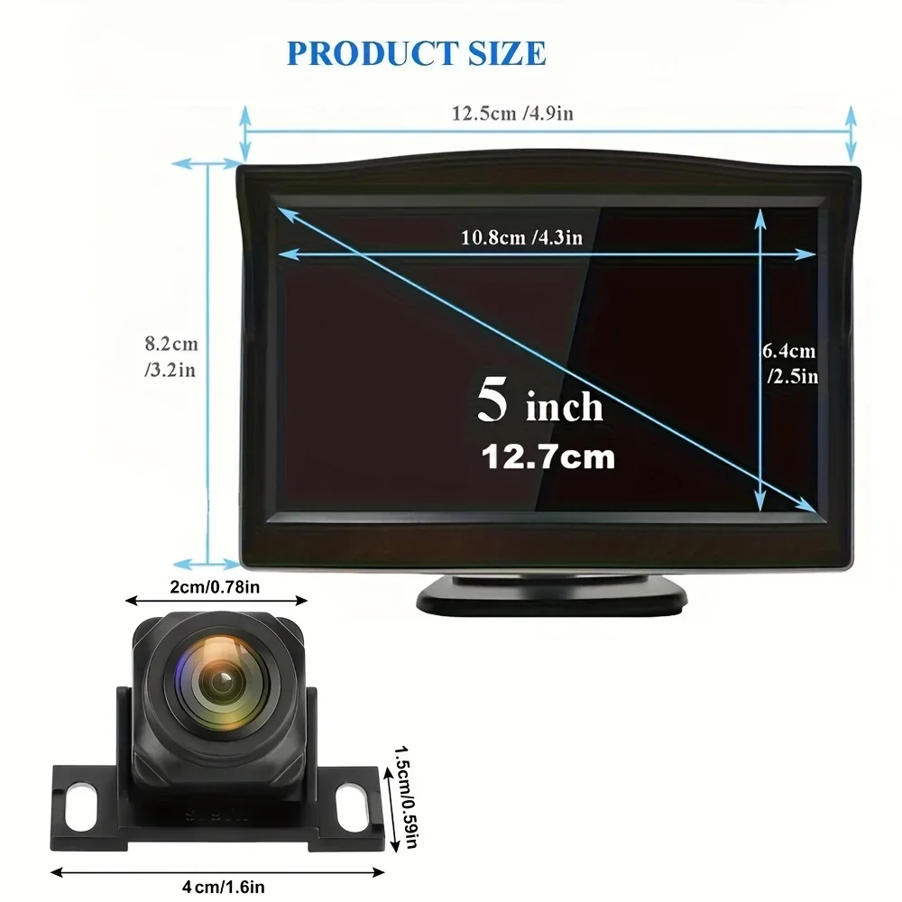 Backup Camera For Car HD 5 Inch Monitor Rear View Mirror Camera System Easy Installation Real Night Vision For Truck Minivan SUV