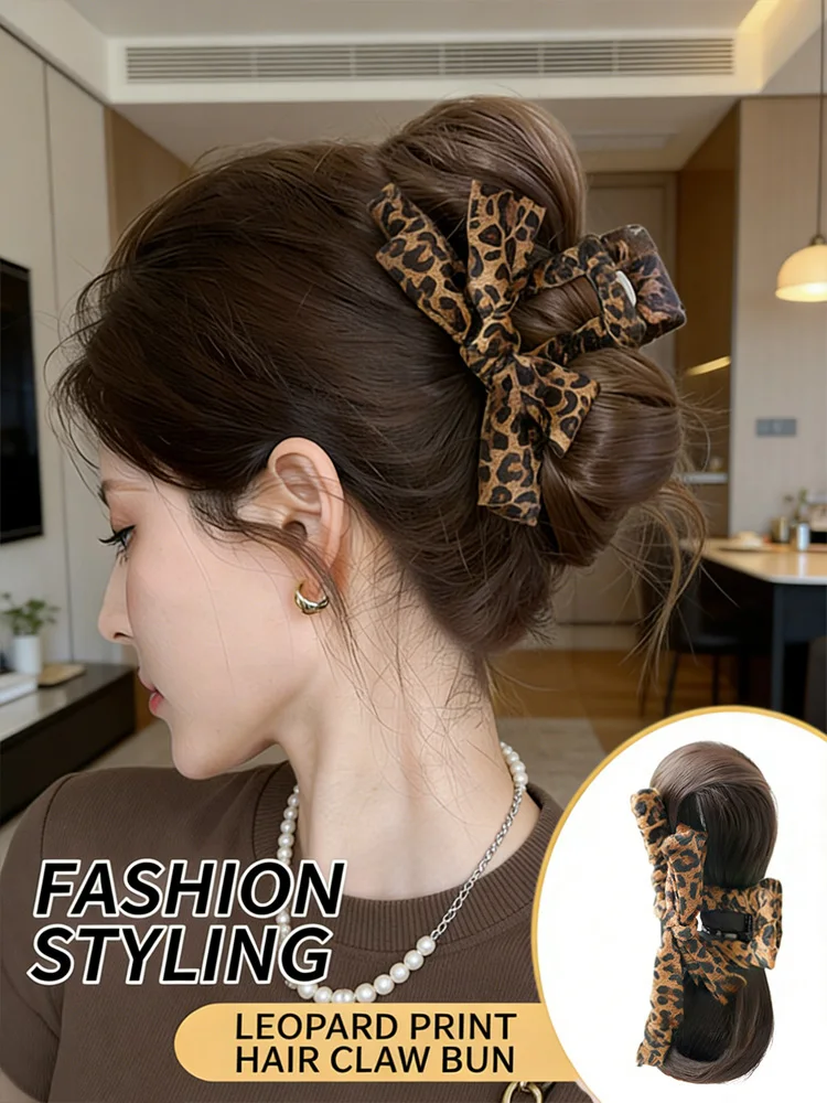 

Заколка для волос с леопардовым принтом/большая заколка-парик для женщин/новая заколка для волос премиум-класса/синтетический парик с кудрями и заколкой-акулой