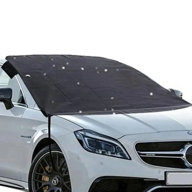 Windshield Snow Cover All Weather Protection Car Windshield Cover Double-Layer Oxford Fabric With Elastic Straps Car Cover For