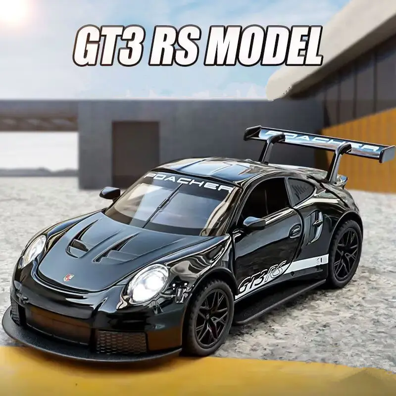 

1:32 911 GT3 RS модель спортивного автомобиля из сплава, литая металлическая Модель гоночного автомобиля, модель высокой симуляции звука и фототехники, детская игрушка в подарок