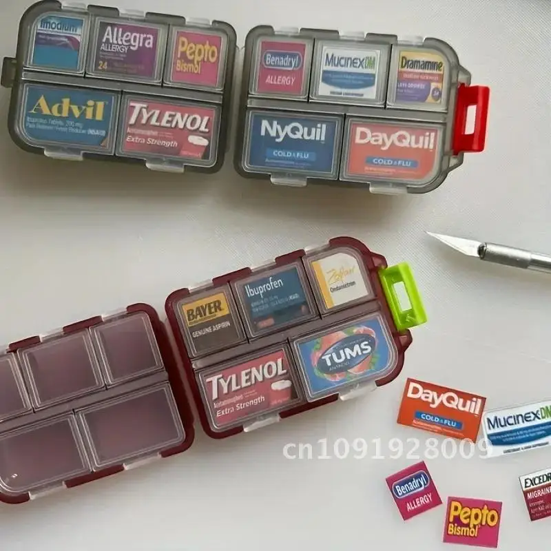 

Convenient Travel Pill Organizer Dispenser Portable Pocket Small Medicine Vitamin Grids 10 Fish Box Storage Case Pharmacy Oil