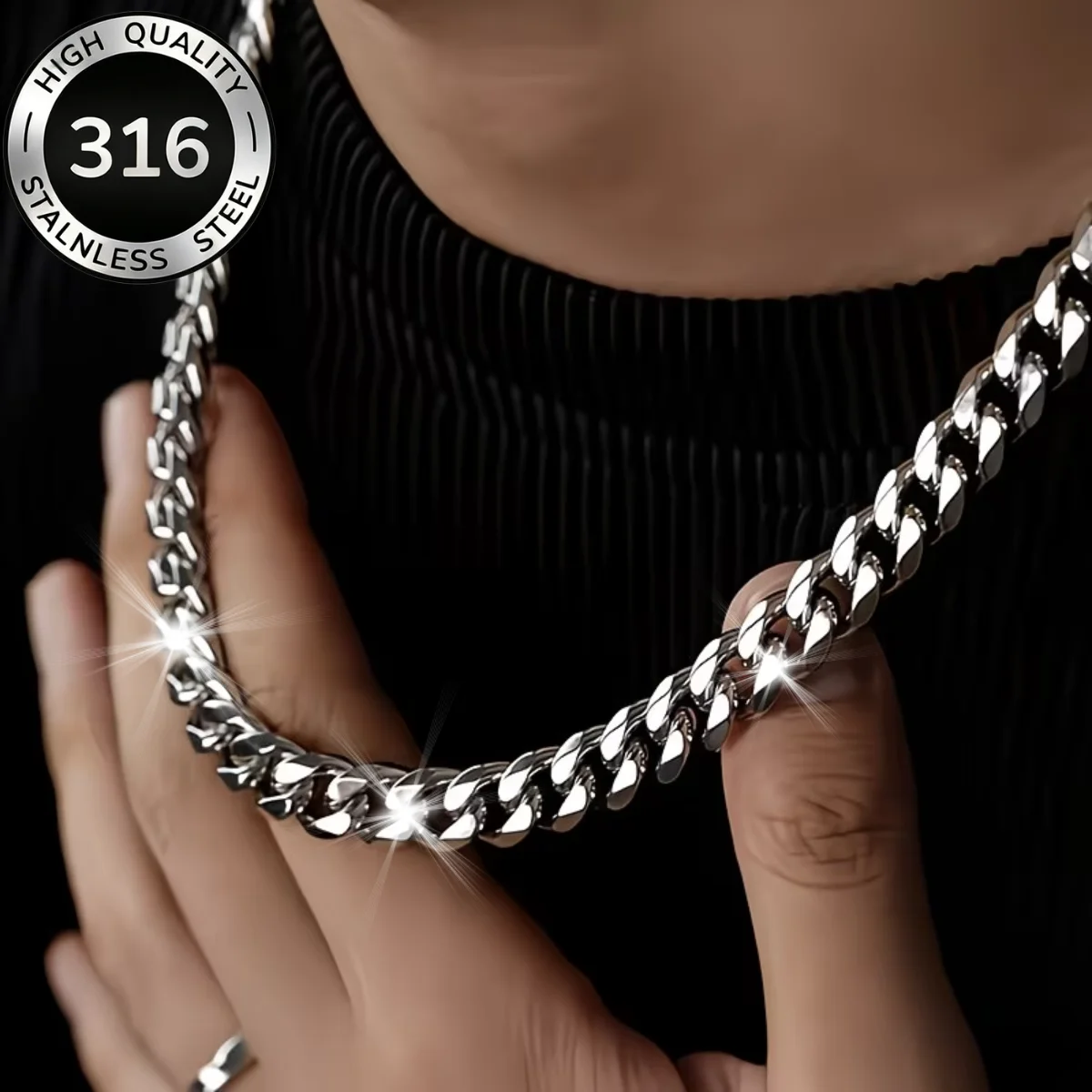 Punk Edelstahl Kubanische Gliederkette Klassisch 6MM Persönlicher Einfacher Halsschmuck Mode Hip-Hop Paar-Halskette für Männer Frauen