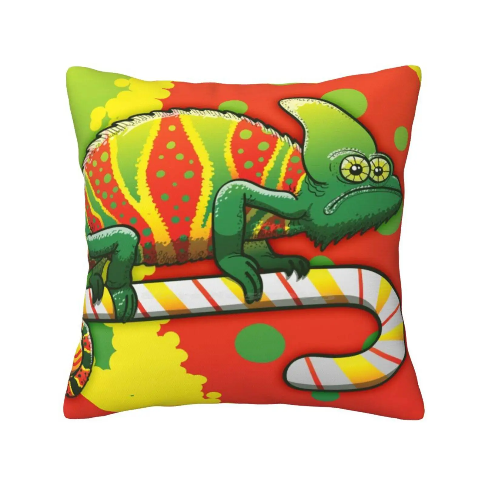 Christmas Chameleon Home Sofa Car Waist Throw Pillowcase Xmas Chameleon Disguised For Christmas Walking Candy Cane Xmas