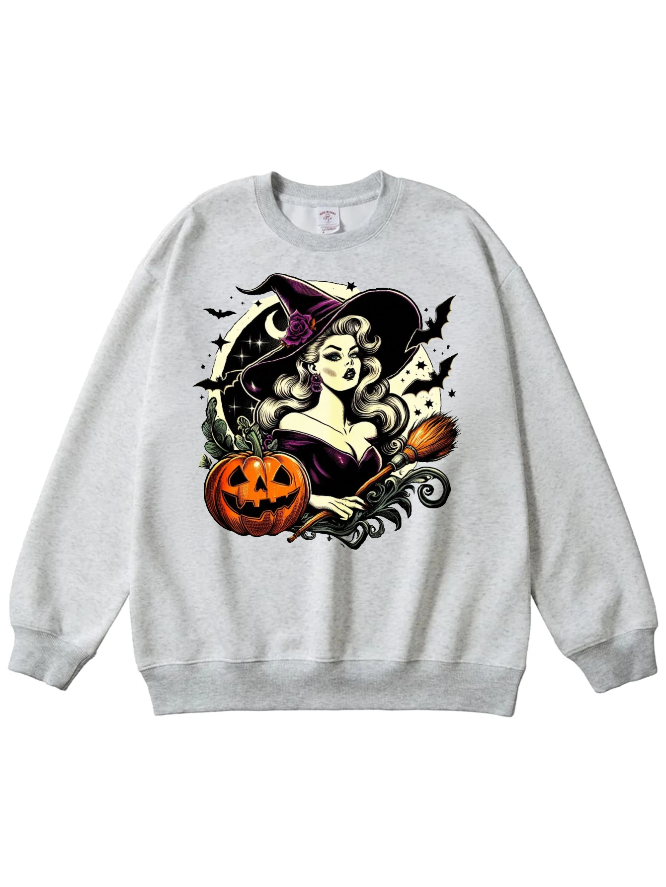 Pull à col ras du cou multicolore pour femme, coupe ample, en pur coton, tendance, pour l'automne et l'hiver, prêt aux sports d'Halloween