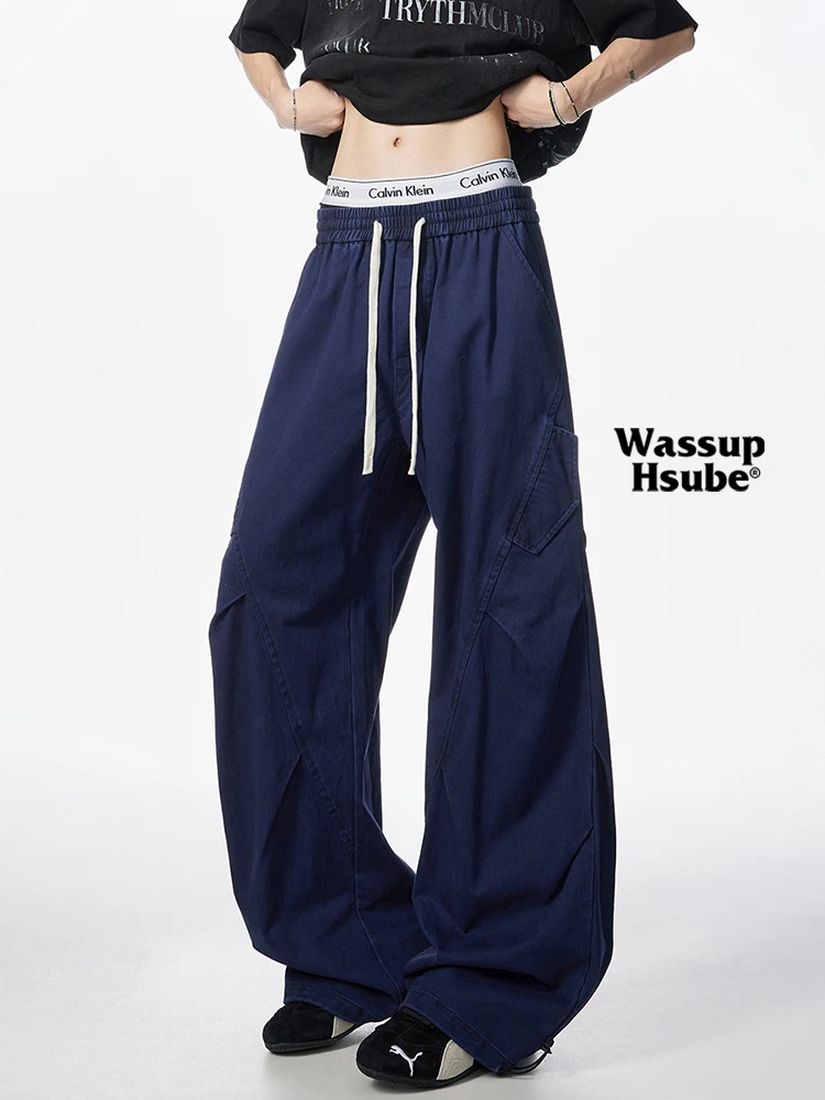 

WASSUP HSUBE Ретро Американский Sle Свободный крой Хлопковые рабочие брюки Прямые широкие брюки Повседневные длинные брюки для мужчин