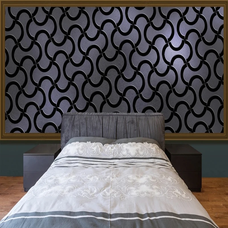 Mural khusus Eropa latar belakang hitam geometris Wallpaper Papier Peint ruang tamu kamar tidur Sofa dekorasi rumah kertas De Parede 3D