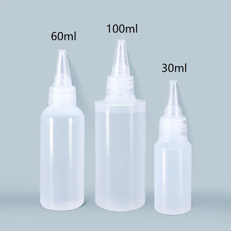 

10Pcs 30-100ml Empty Plastic Glue Bottles PE Material with Screw Lids Squeeze Liquid Drop Bottles For Ink Oil Pigment Container