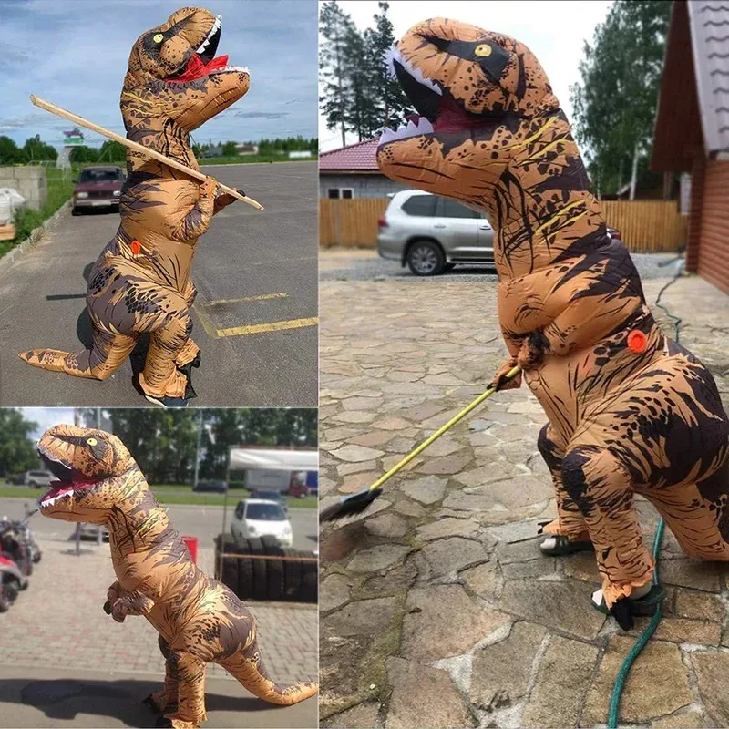 Traje inflable de T-REX para adultos, disfraz de tiranosaurio de juego de rol elegante, disfraz de dinosaurio, ropa de Carnaval para fiesta de Halloween