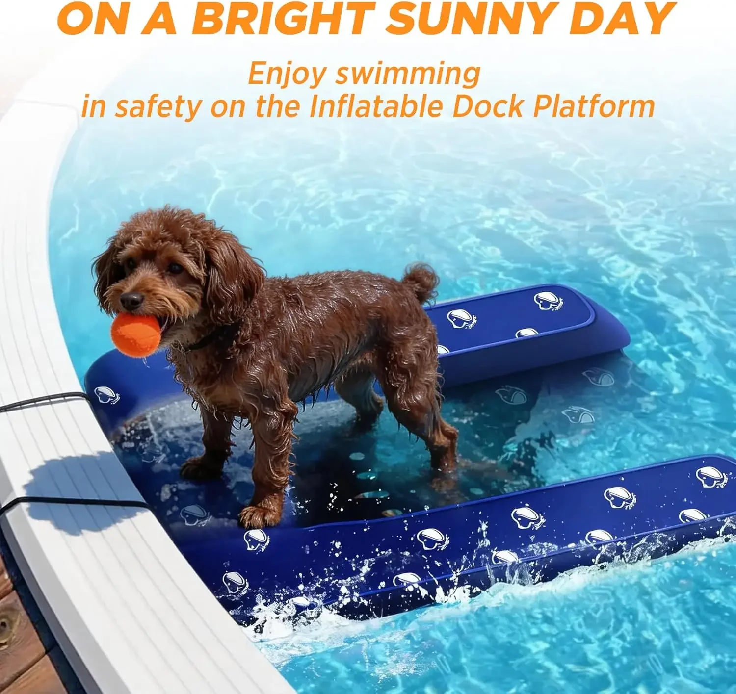 Inflatable Dock Platform, Lagre Dog Boat Ramp for Pool Floating Non-Slip
