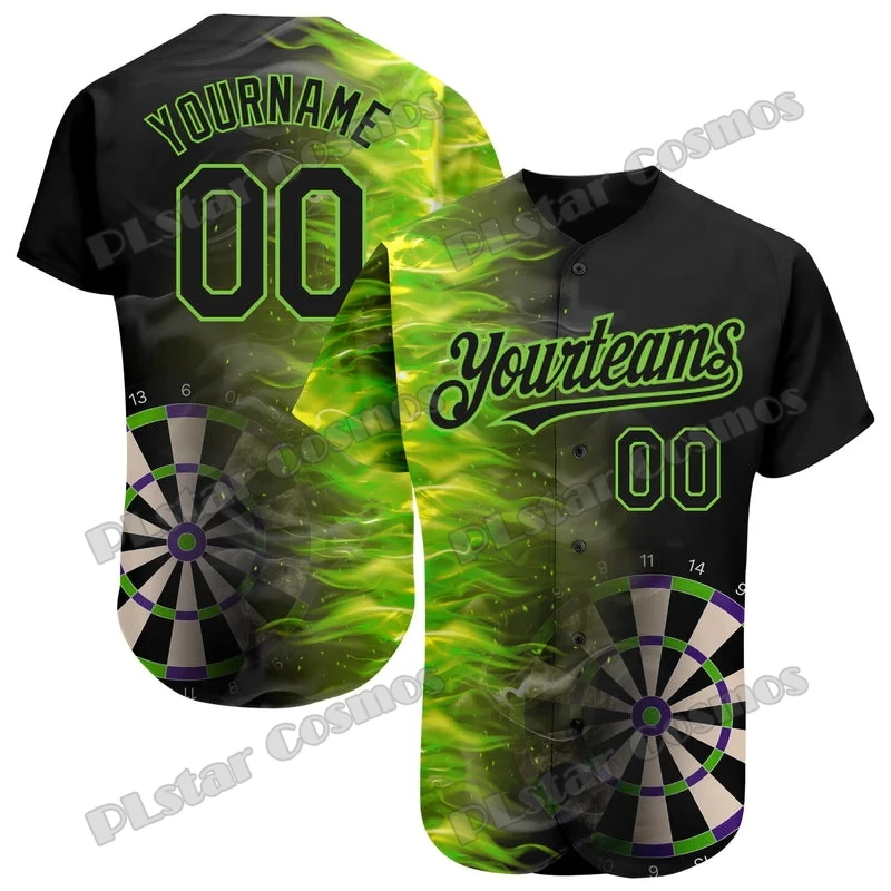 Black Neon Fiery Dart Board Pattern Design 3D Printed Men's Baseball Jersey Hip Hop Streetwear Unisex Baseball Shirt KS-69