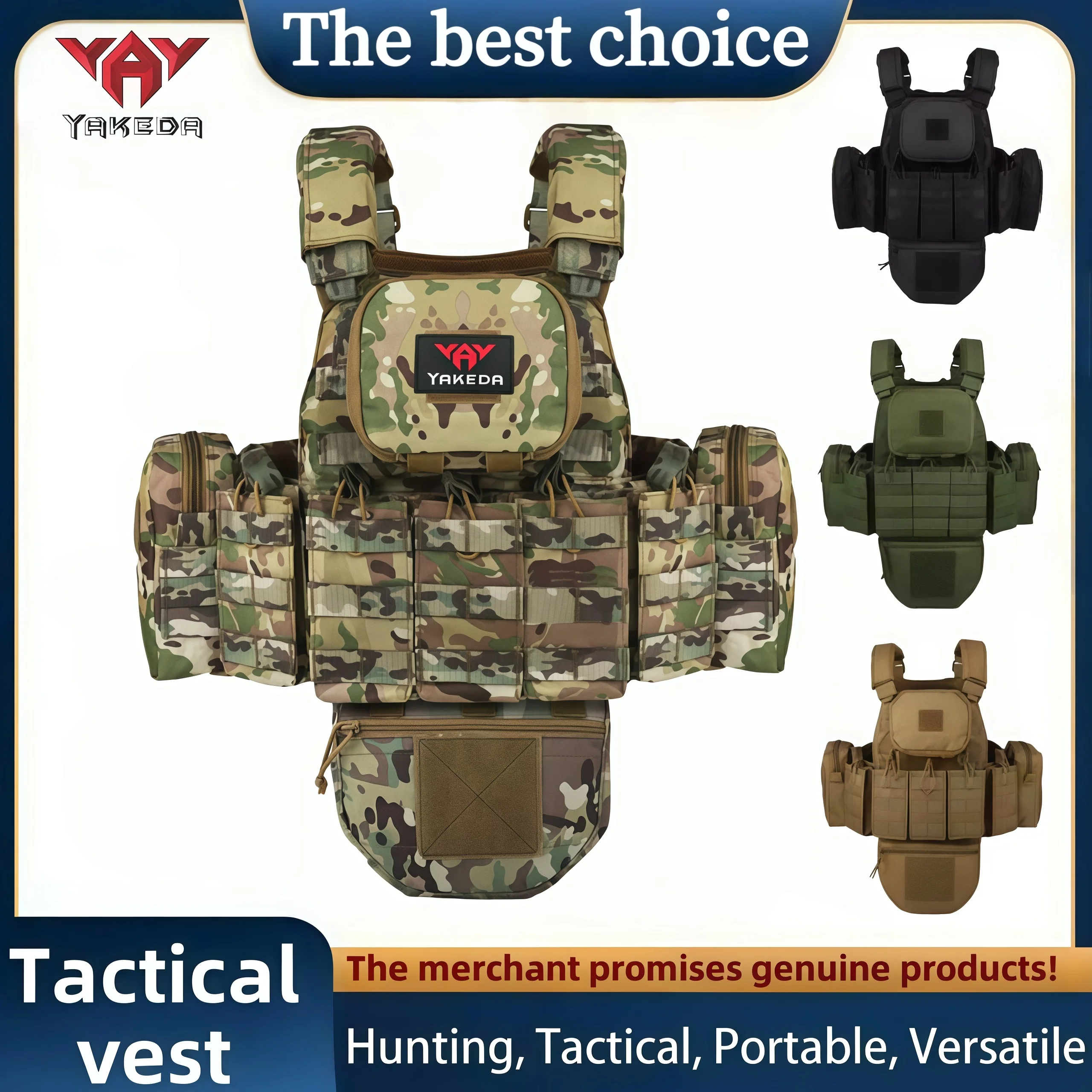 YAKEDA Five piece equipment bag training vest, detachable and expandable, waterproof, wear-resistant and tear resistant
