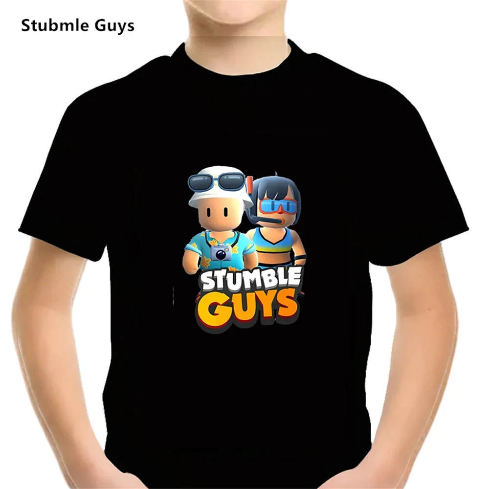 Summer Game Stumble Guys Tshirt Kids Clothes Boys Girls Harajuku Shirt Cartoon Funny Tee Tops Wednesday Children Sonic Clothing