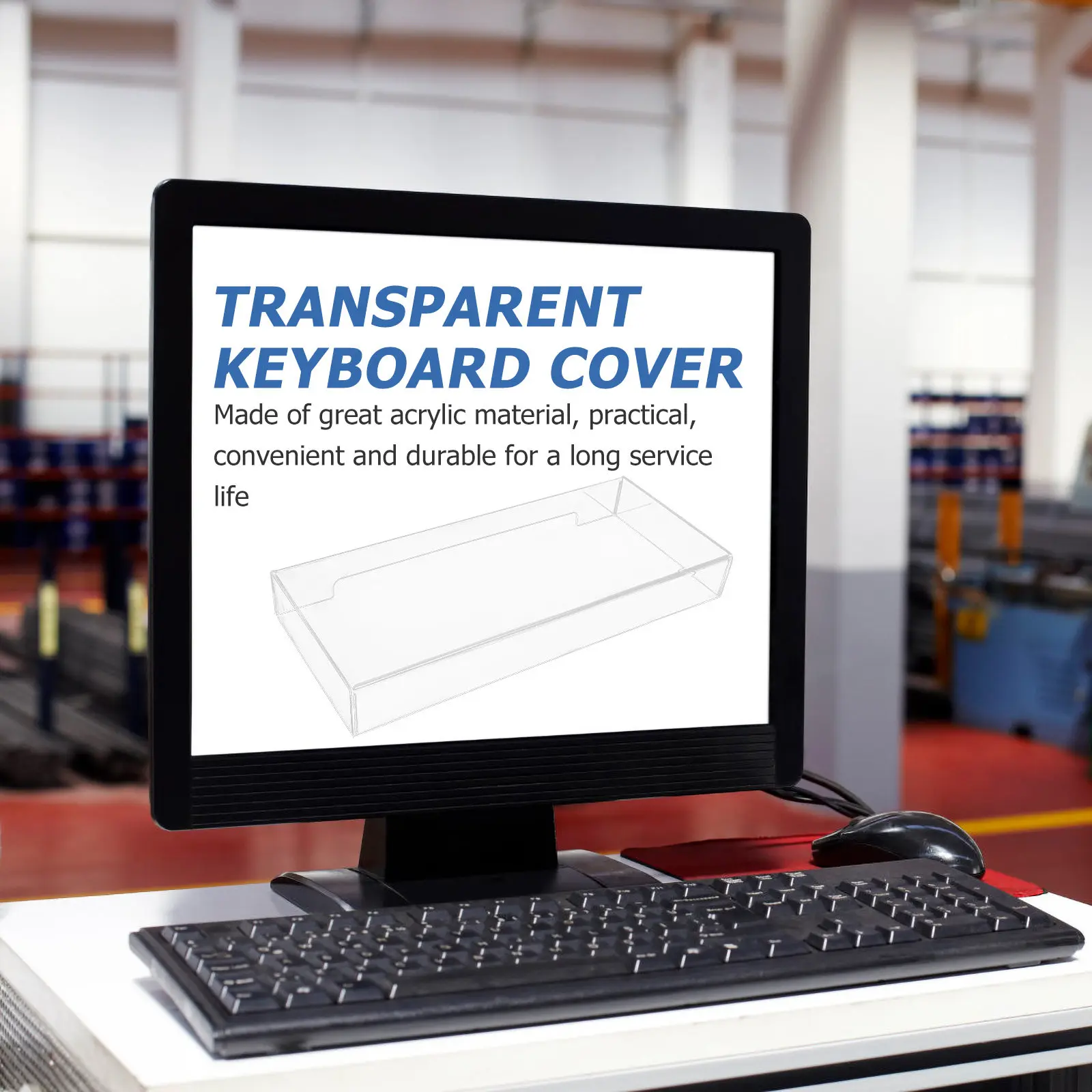 

Acrylic Keyboard Protector Clear Waterproof Cover for Computer Dust Spill Resistance Washable Convenient Household Desktop Use