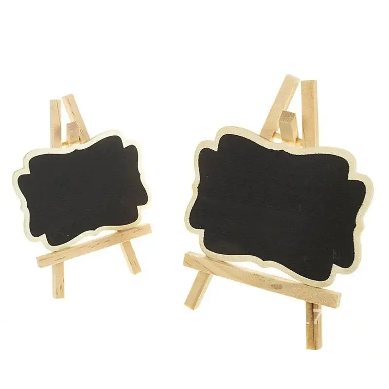 5 PCS/Set Mini Wooden Blackboard Menu Message Label Board Stand Chalkboard Portable Wedding Party Decor Memo Clips Ornaments