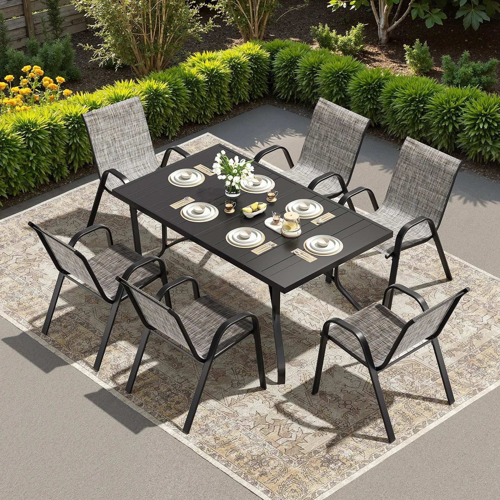 Outdoor Furniture On Sale - ชุดโต๊ะรับประทานอาหารกลางแจ้ง 7 ชิ้น ยี่ห้อ Farini สำหรับ