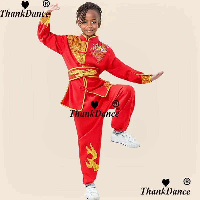 Bambini Cinese Tradizionale Wushu Costume Set di Abbigliamento di Scena Bambini Ragazzi Ragazze KungFu Vestito Tai Chi Arte Marziale Uniforme Abiti