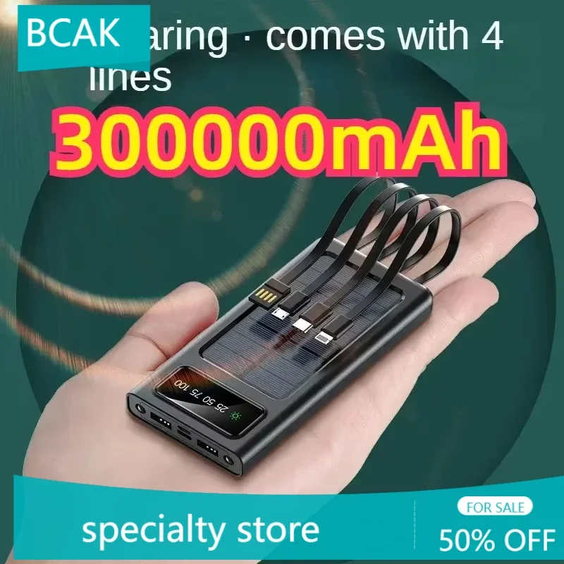 BCAK 500000MAH 200000mAh 300000mAh Hot style PowerBank Convenient Ultra-thin Built-in Cable, Outdoor Camping Mobile Power Supply