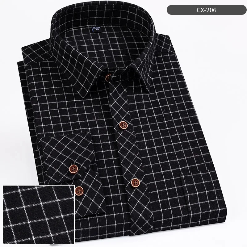 2022 Mens Business Casual Long Sleeved Shirt Classic Striped Checked Male Social Dress Shirts for Man