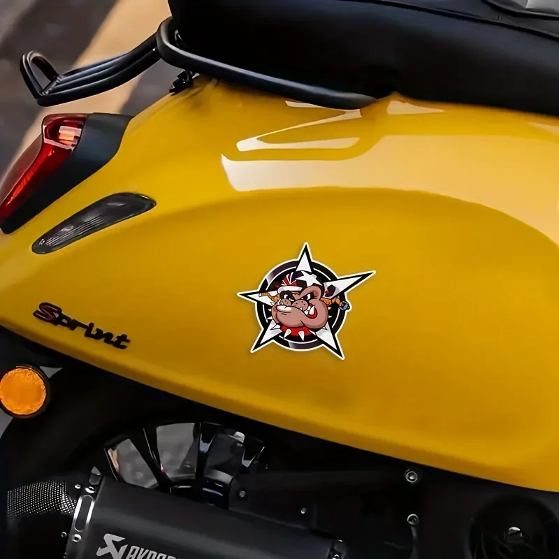 قطعة واحدة "ملصق سيارة عصري بولدوج ستار، ملصق تلقائي كرتوني، ملصق سيارة رائع للتخصيص، عنصر نمط السيارة المميز"