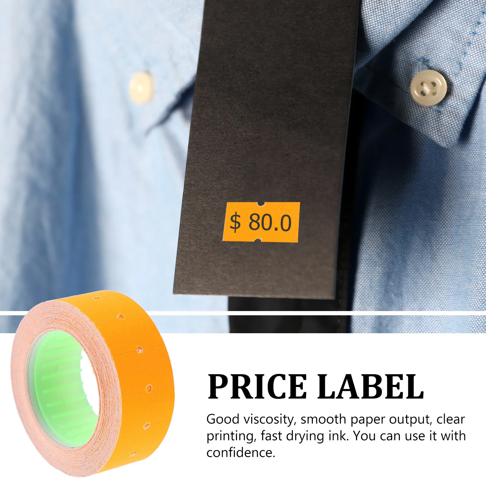 

1 Roll Self Adhesive Price Label Paper for Refill Clear Fast Drying Ink Smooth Output Good Viscosity for Retail Store Shop Tags