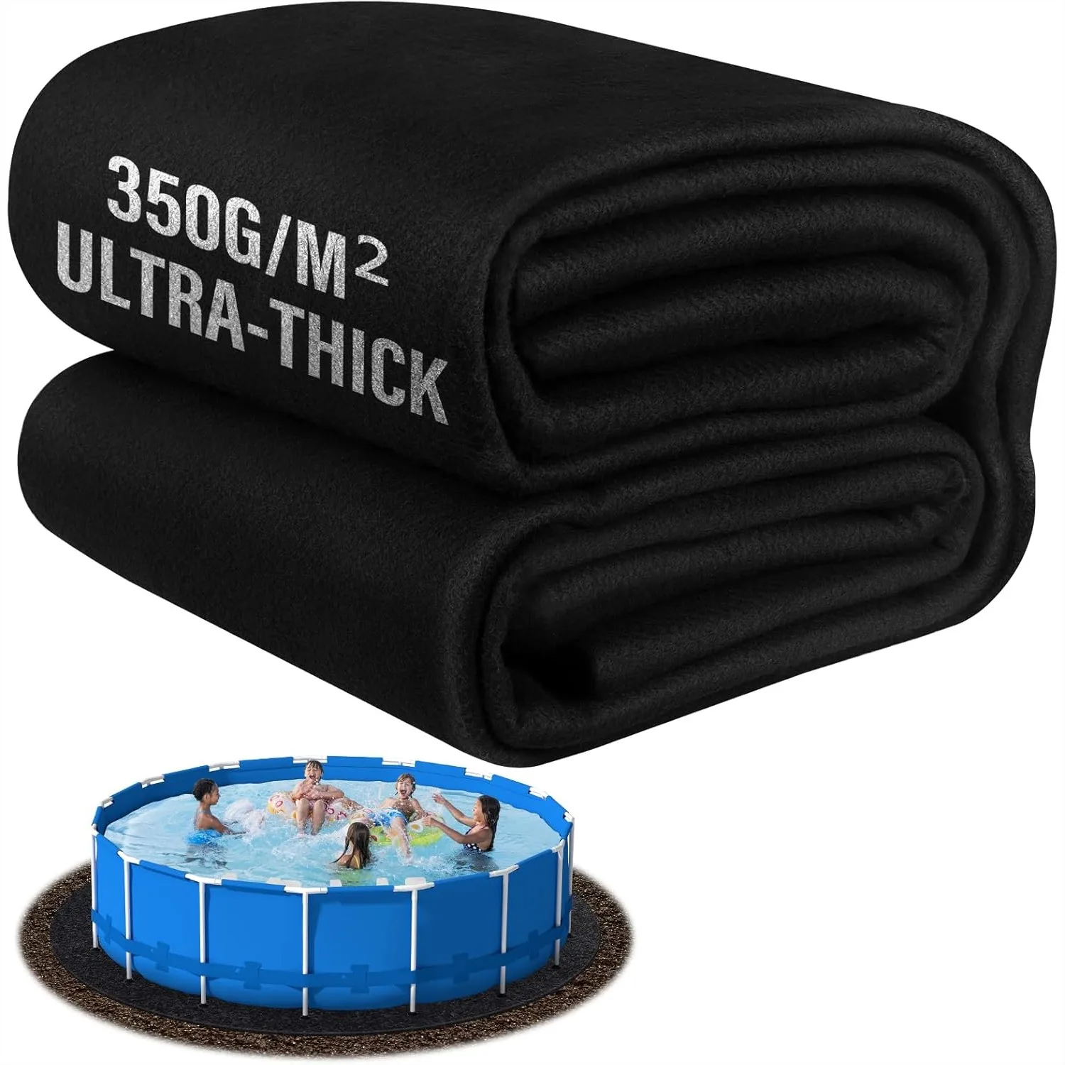 Extra-Thick 12FT Round Pool Liner Pad for Above Ground Pools, Heavy Duty Puncture Protection